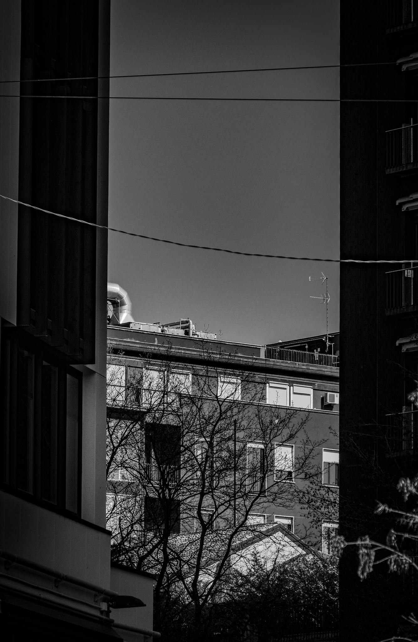 a black and white image of urban